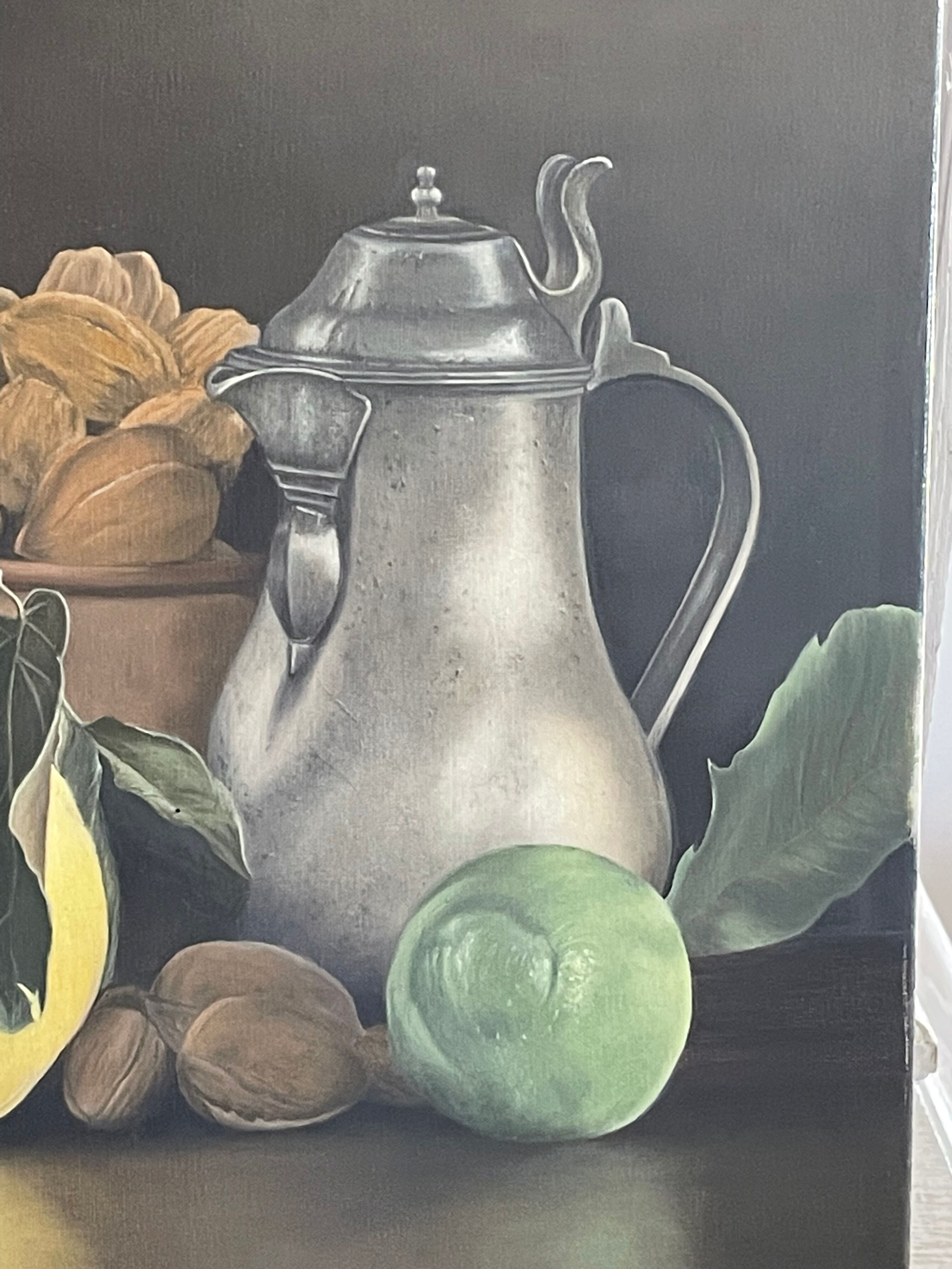 Oil on canvas, still life with fruit