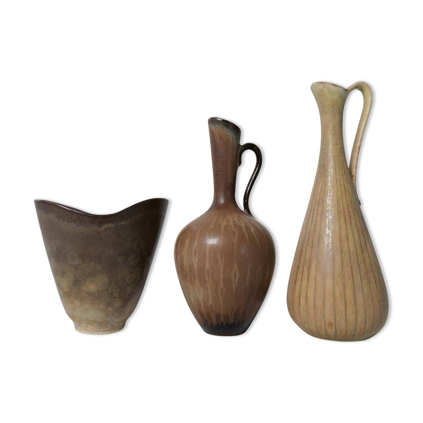 Collection of 3 ceramic vases by Gunnar Nylund Rörstrand Sweden, 1950s.