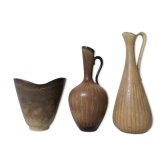 Collection of 3 ceramic vases by Gunnar Nylund Rörstrand Sweden, 1950s.
