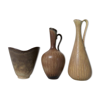 Collection of 3 ceramic vases by Gunnar Nylund Rörstrand Sweden, 1950s.