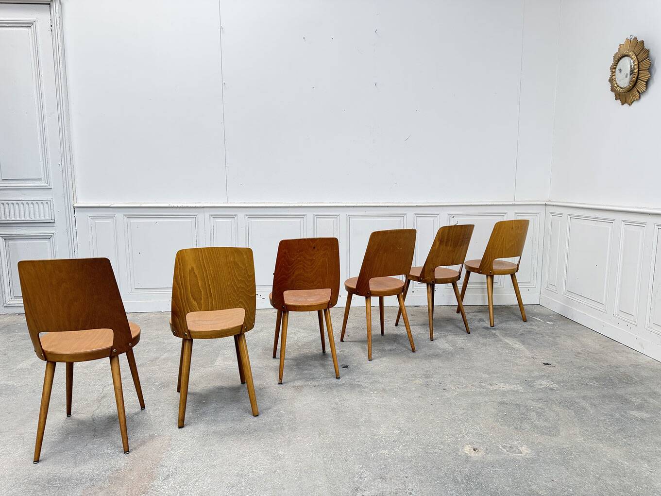Suite de 6 chaises Baumann en hêtre