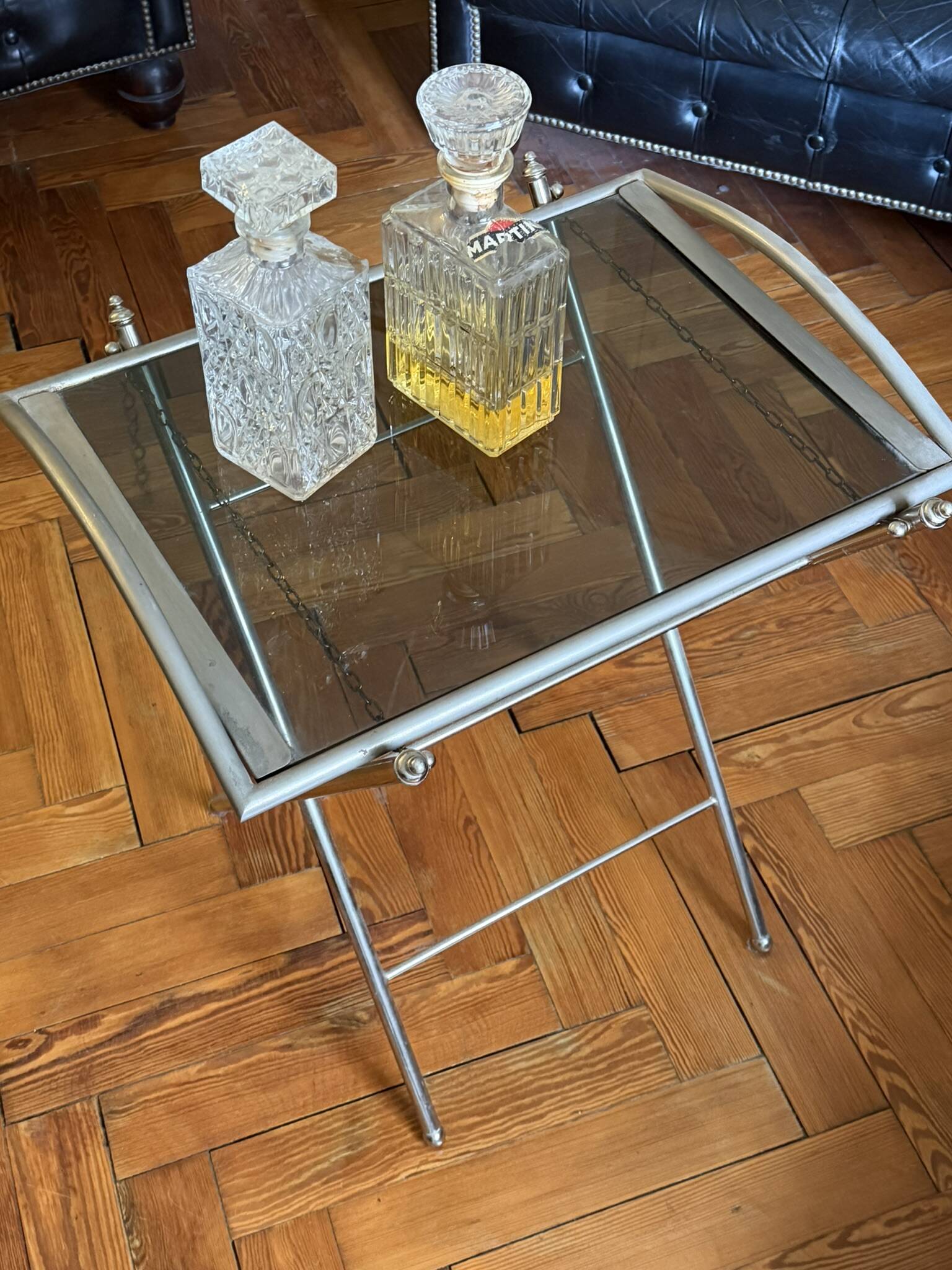Nickel-plated metal dessert trolley
