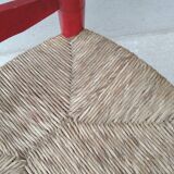 2 vintage red straw chairs