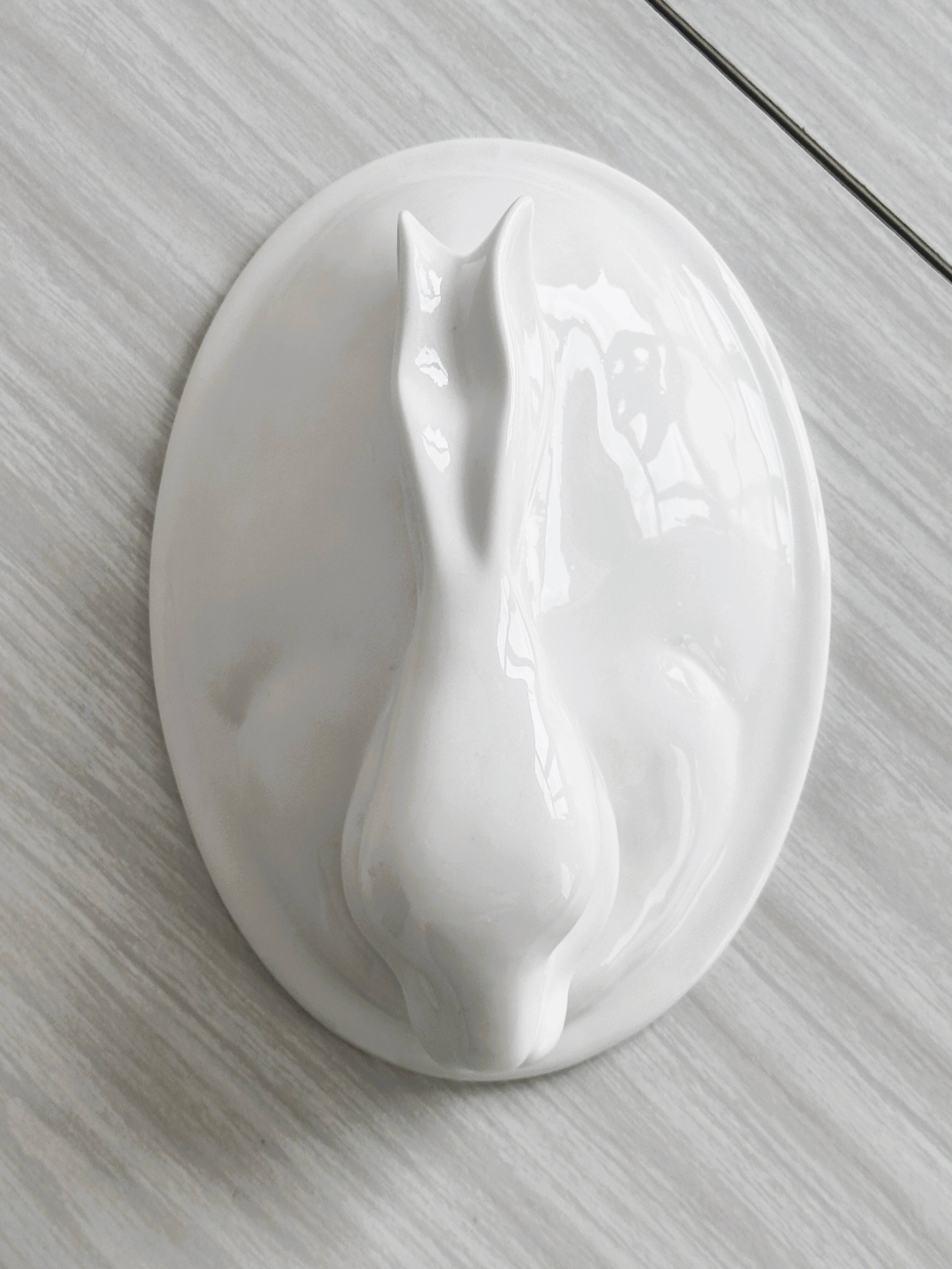 Large white porcelain rabbit terrine dish.