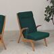 Paire de fauteuils ULUV bois et tissu vert bouclette