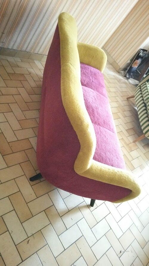 Sofa "" Teddy "" organic design EGG year 50 60 plush bi color