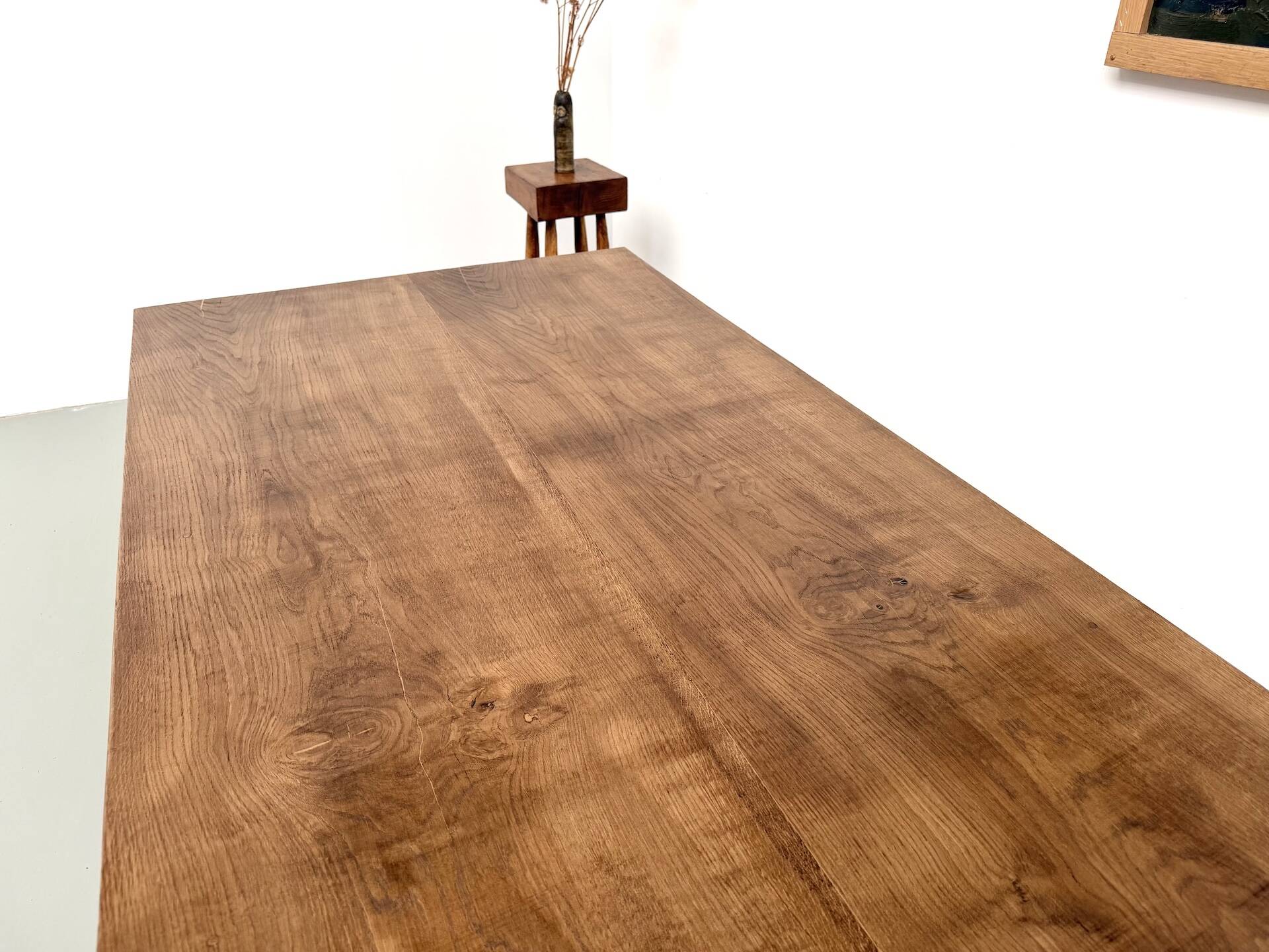 Very large farmhouse table in solid oak, 1950s – L300 cm