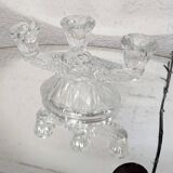 3-arm cut glass candle holder