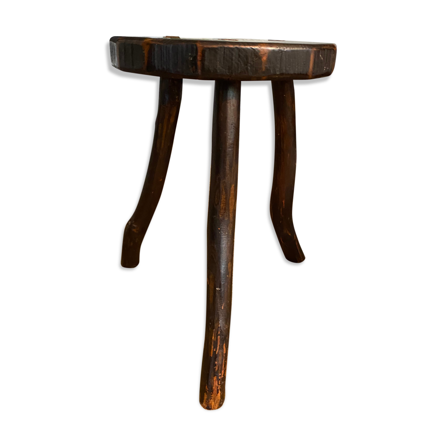 Vintage wood tripod stool or side table