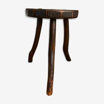Vintage wood tripod stool or side table