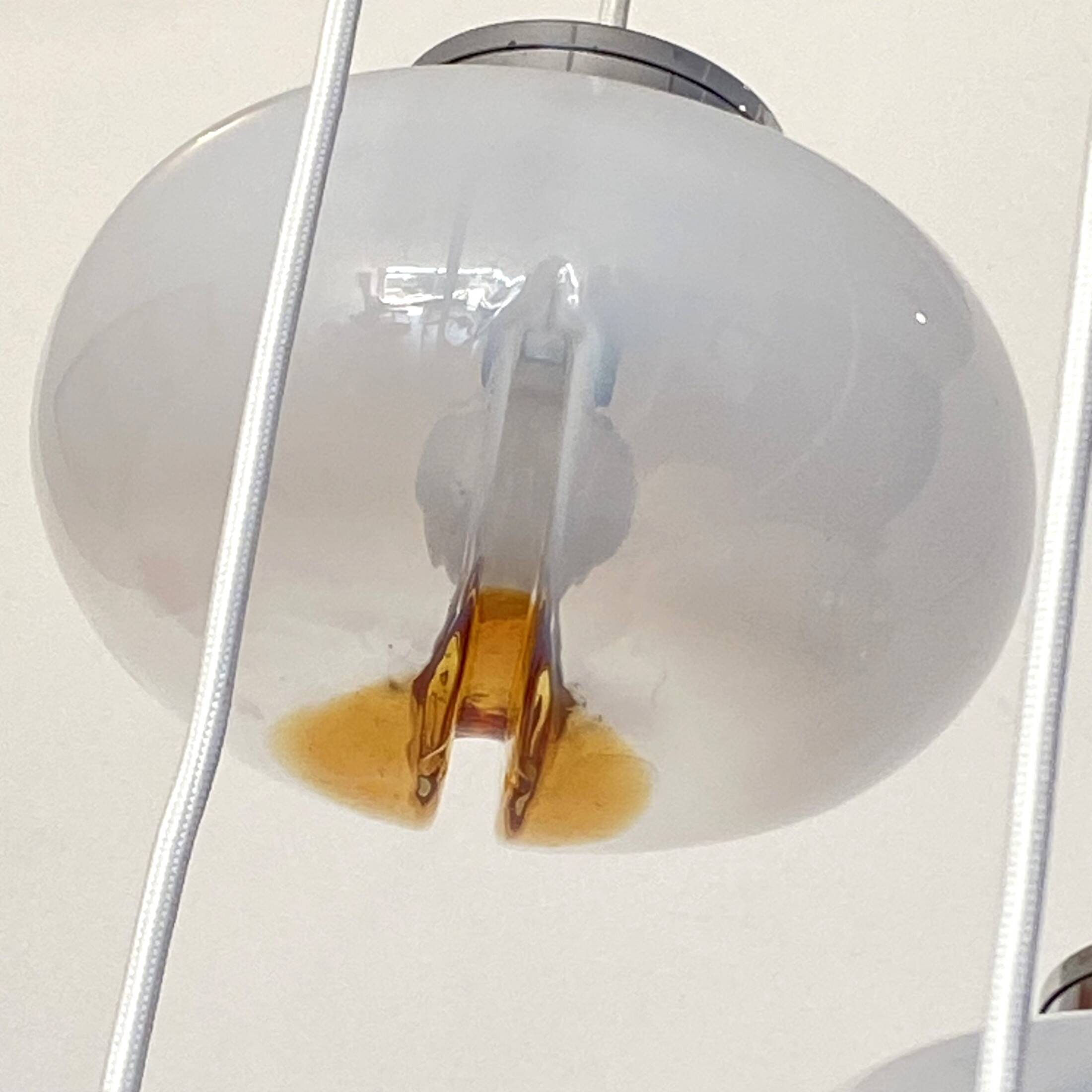 Large chandelier pendant waterfall glass globes Mazzega Murano design seventies LAMP-7267