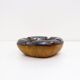 Longchamp mid-century ashtray in glazed ceramic and leather - France 1950s