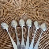 Set of 6 silver metal spoons