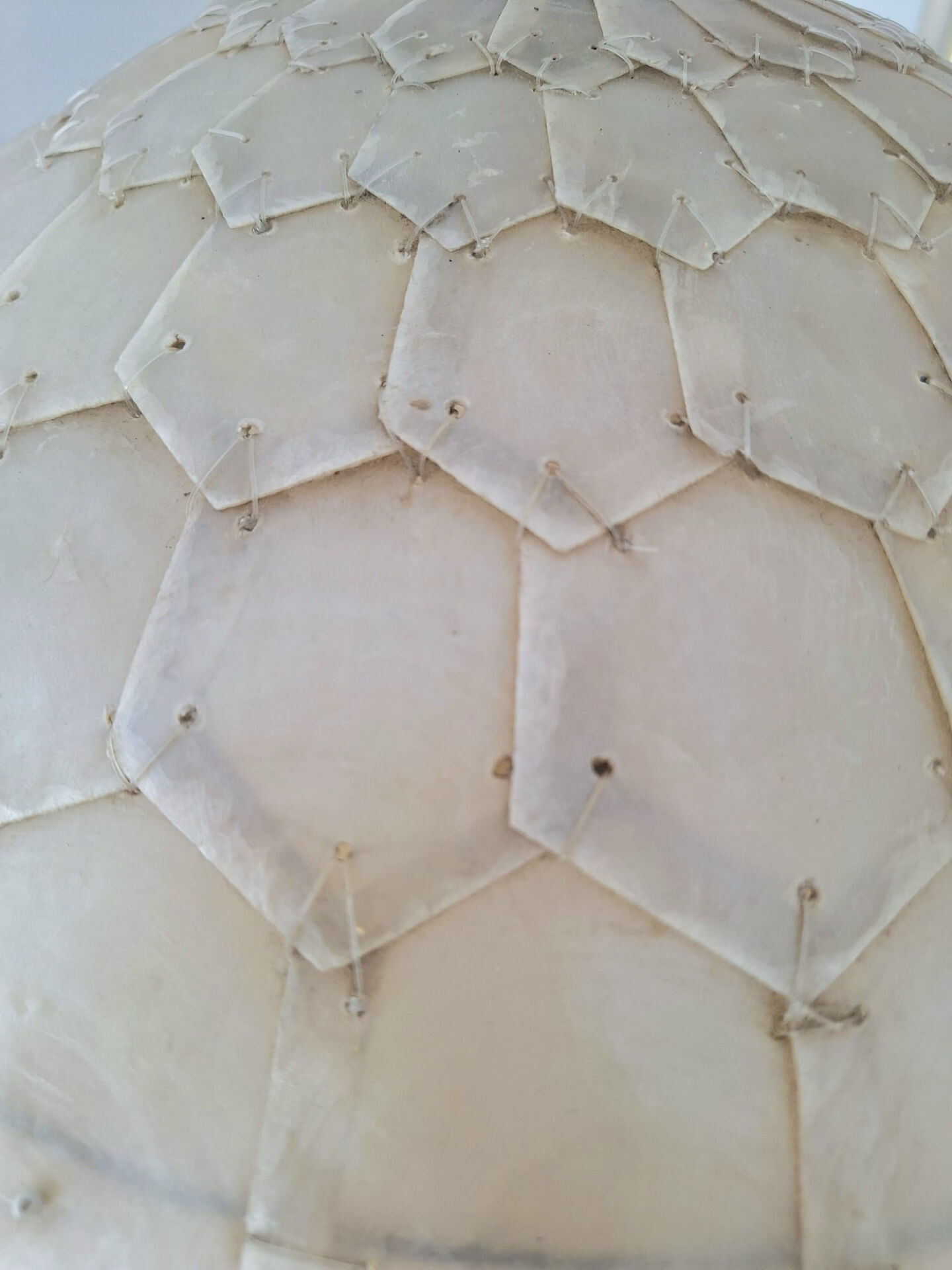 Vintage capiz shell chandelier, antique light fixture.