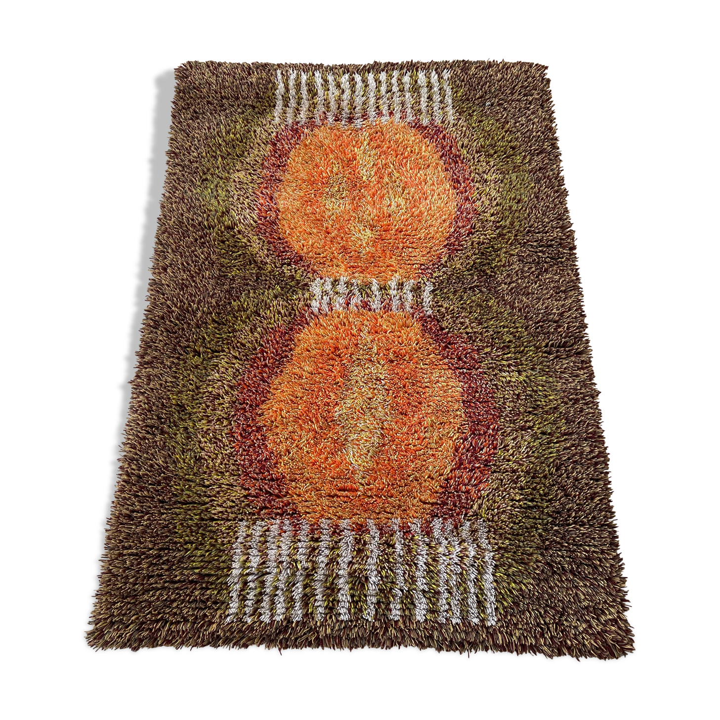 Original ABSTRACT Scandinavian High Pile Pop Art Rya Rug Carpet, Sweden, 1960s