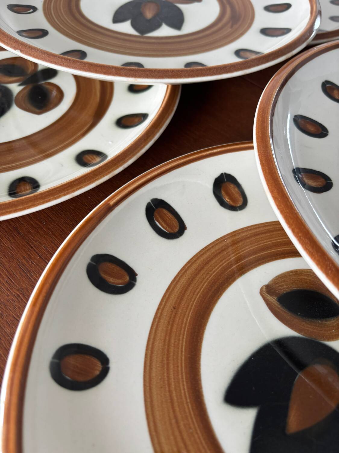 Set of 6 vintage Boch La Louviere plates, 1970s kimono model