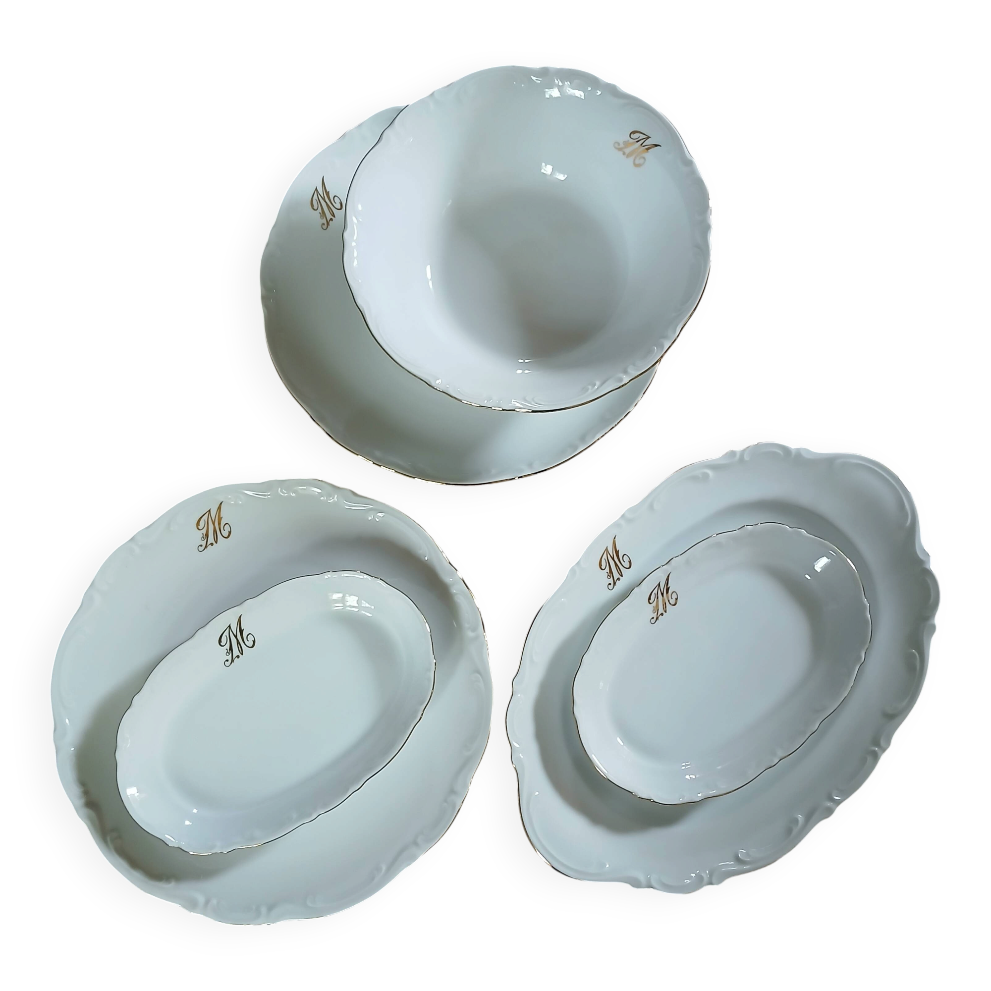 Ensemble 6 plats en porcelaine blanche