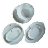 Set of 6 white porcelain dishes