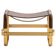Footrest in Aged Brass and Brown Leather, Contemporary Style
