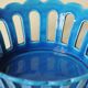 Blue openwork ceramic fruit bowl DLG from Bourg-Joly Malicorne
