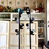 Coat rack with 8 hooks in metal and black plastic by Jean-Pierre Vitrac for Manade, 1970s