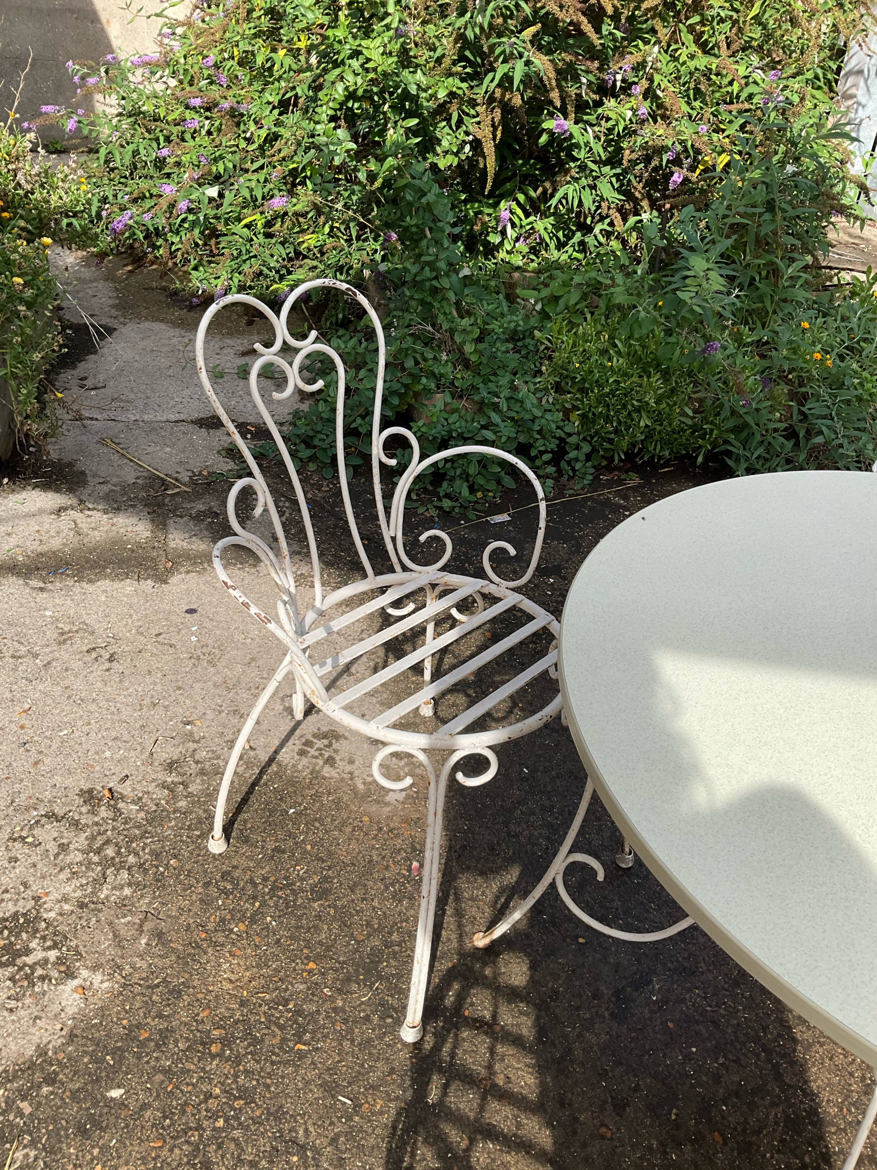 Garden furniture wrought iron 50s germany white and formica
