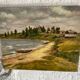 Gouache on panel “village by the water”