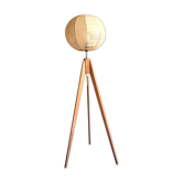 Lampe tripode en bois vintage 1950-60