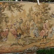 Tapestry wall hanging depicting a gallant scene from the mid-century.