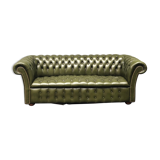 Chesterfield green leather sofa