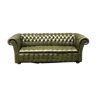 Chesterfield green leather sofa