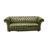 Chesterfield green leather sofa