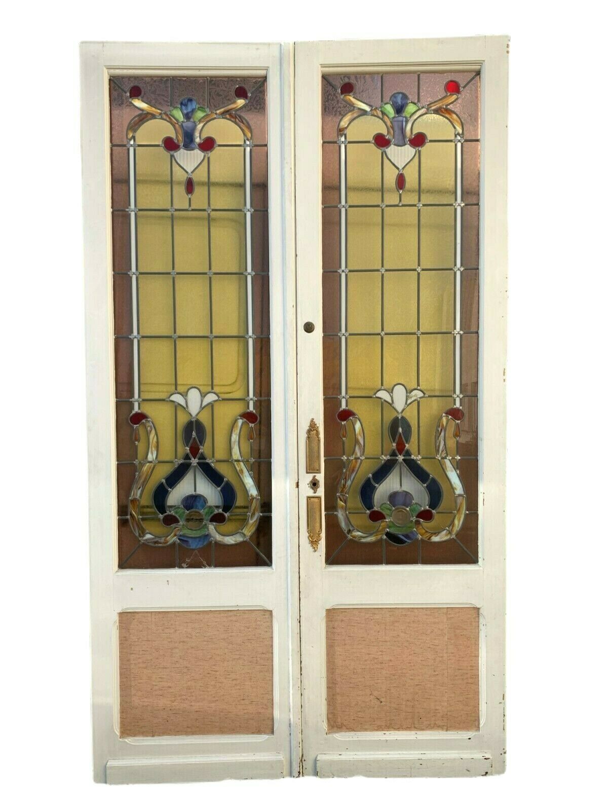 Double doors of passage in stained glass Art Deco XX century
