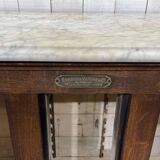 Glacière début XXème en chêne et dessus marbre