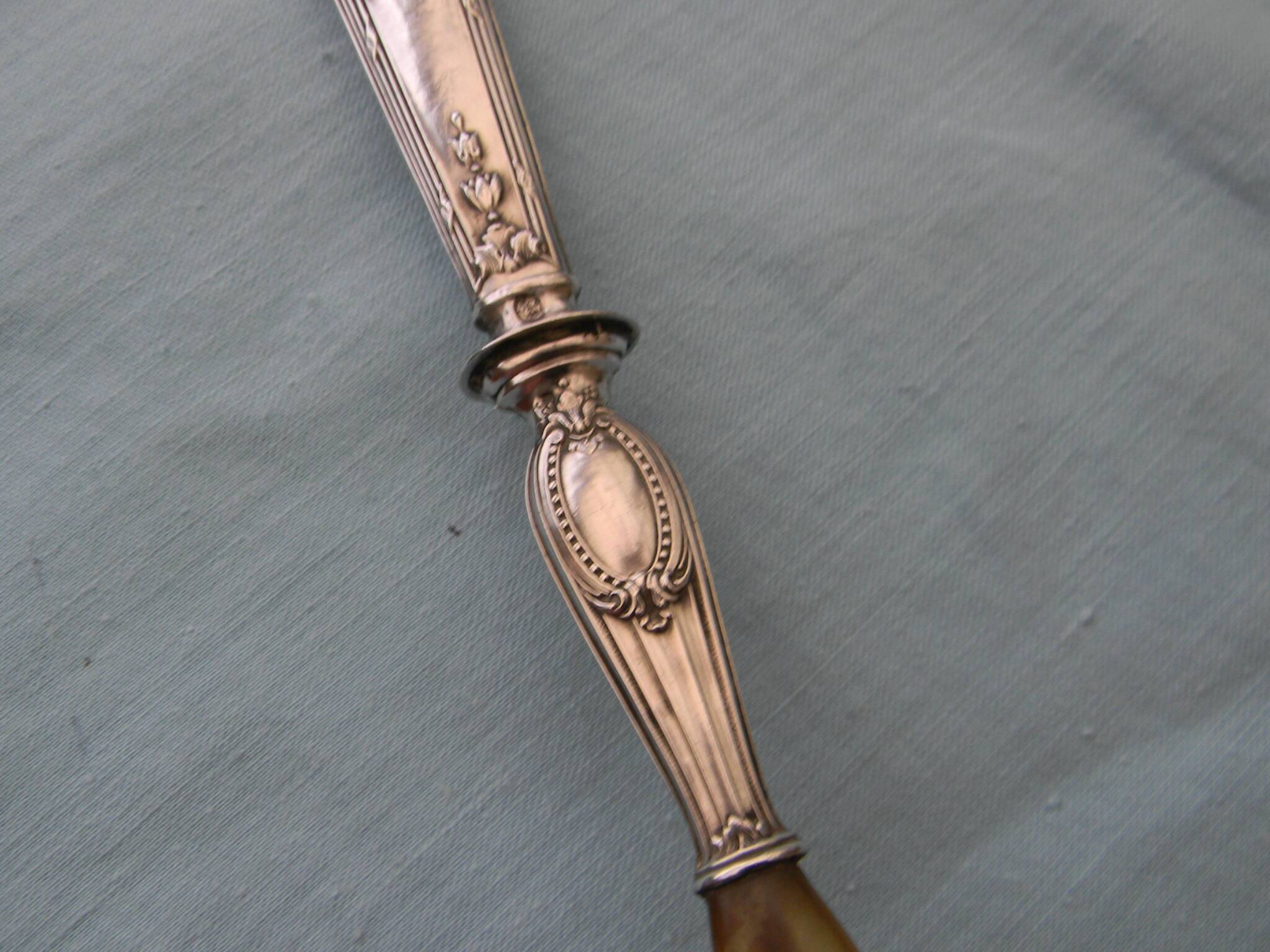 Salad cutlery with silver-filled handles. Minerva hallmark.