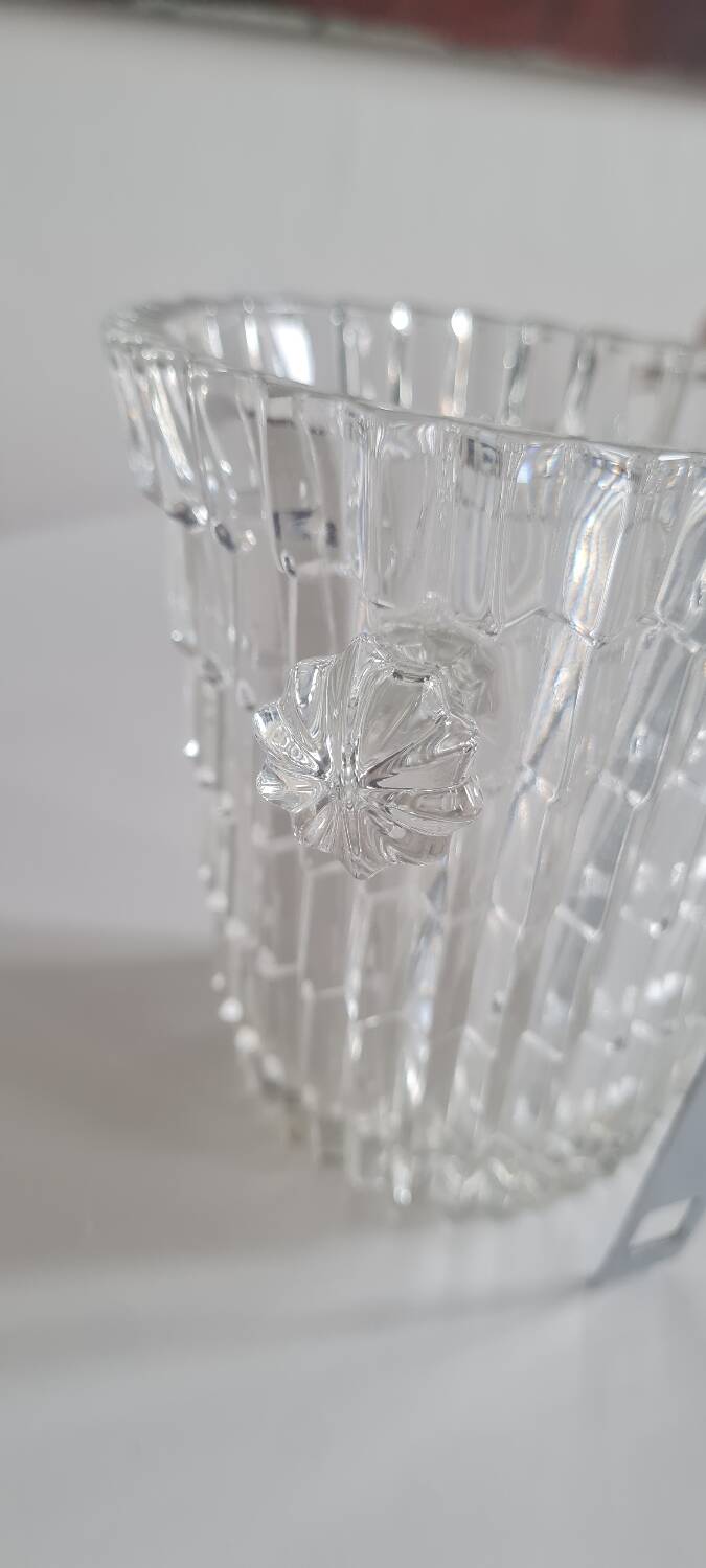 Crystal ice bucket and stainless steel tongs