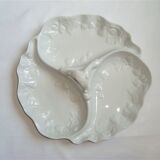 Flat compartmentalized philippe deshoulières porcelain white patterns in relief