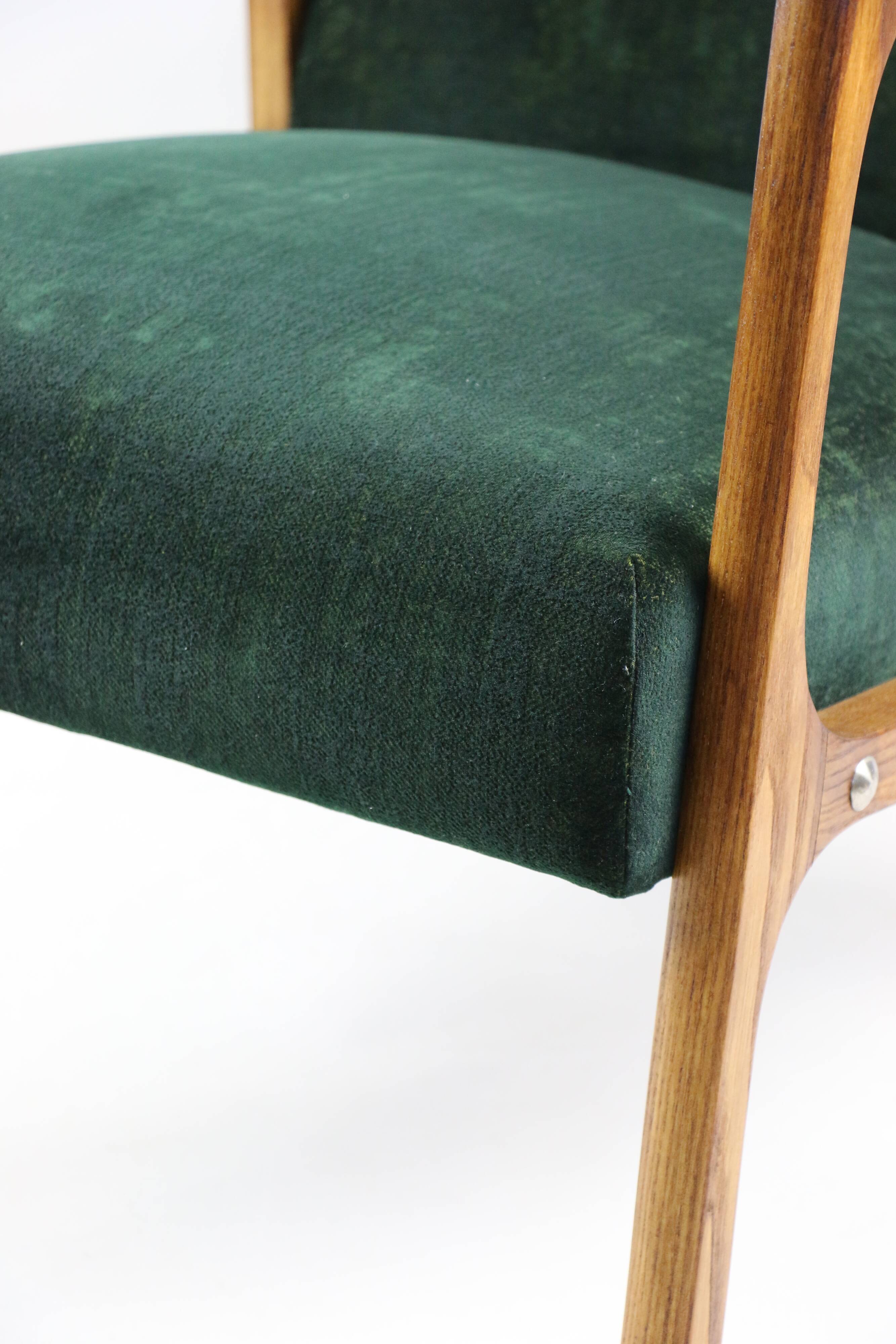 Fauteuil vintage en velours vert, années 1970