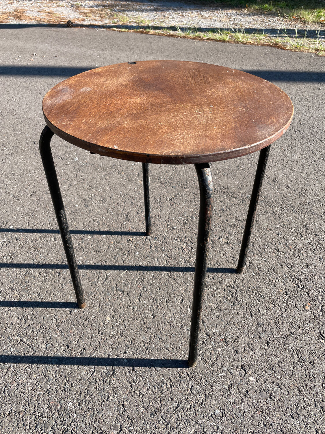 Wooden and metal workshop stool