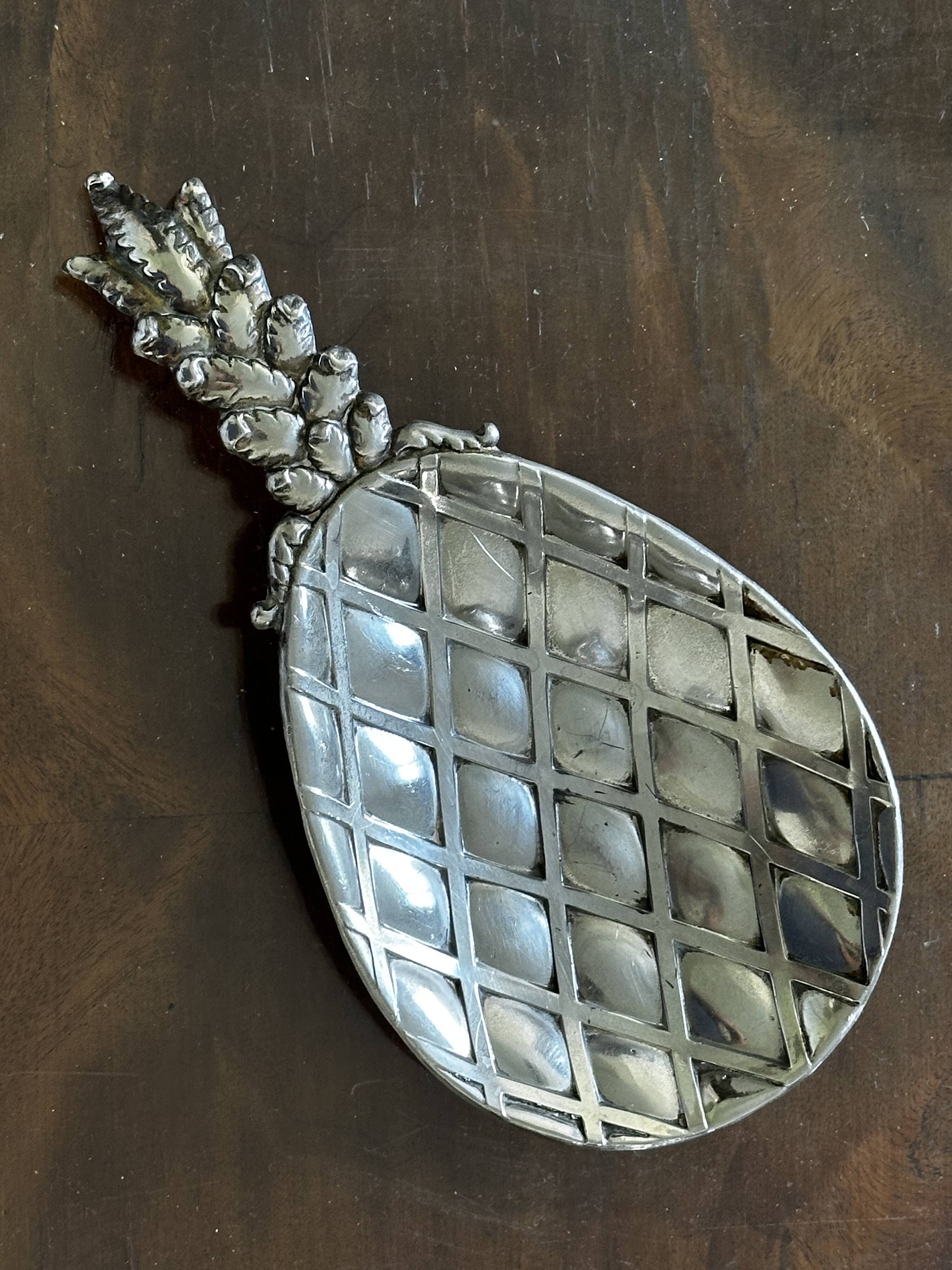 Silver-plated metal pineapple trinket tray, 1970