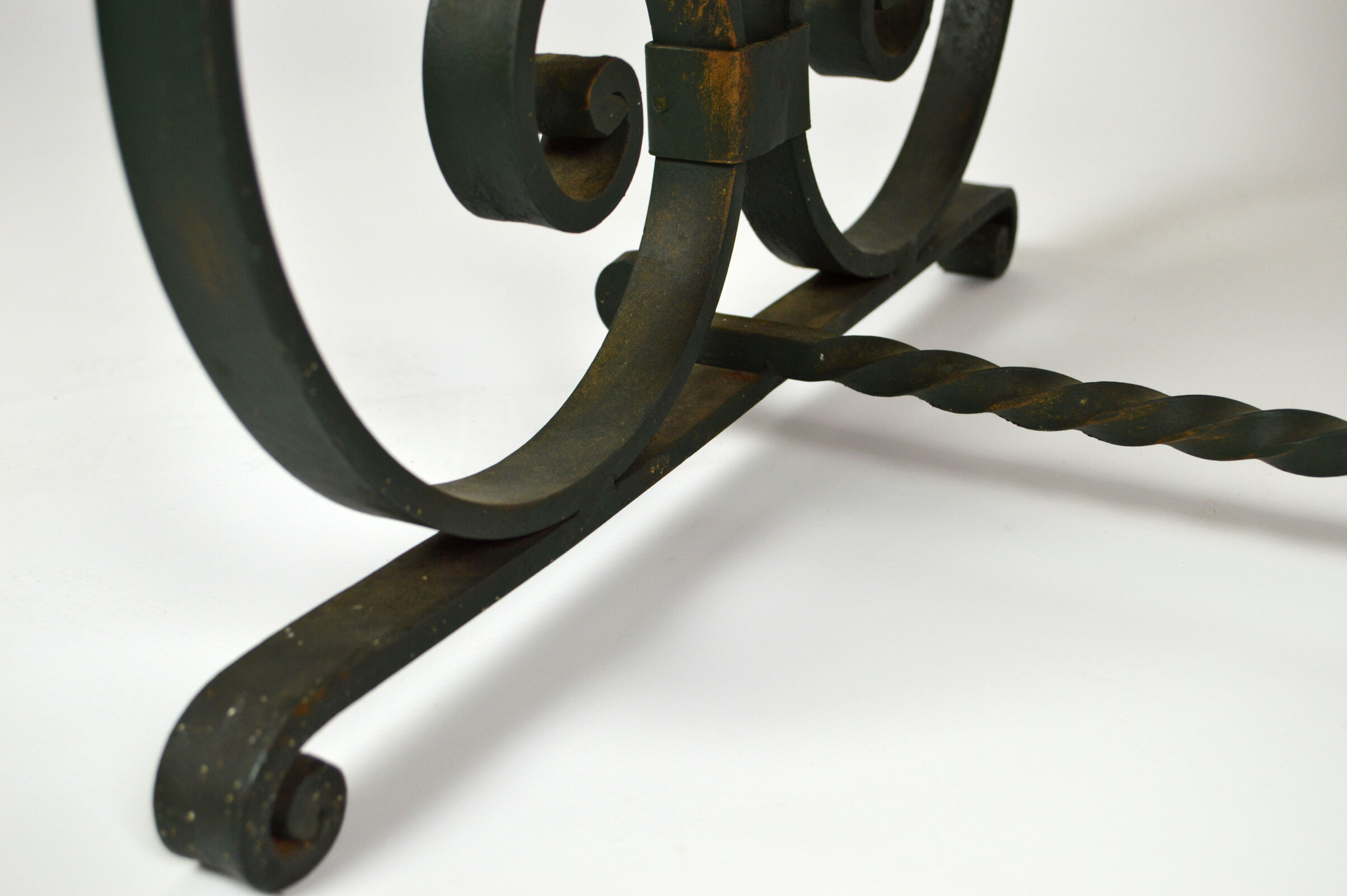 Coffee table in marble and wrought iron, circa 1940
