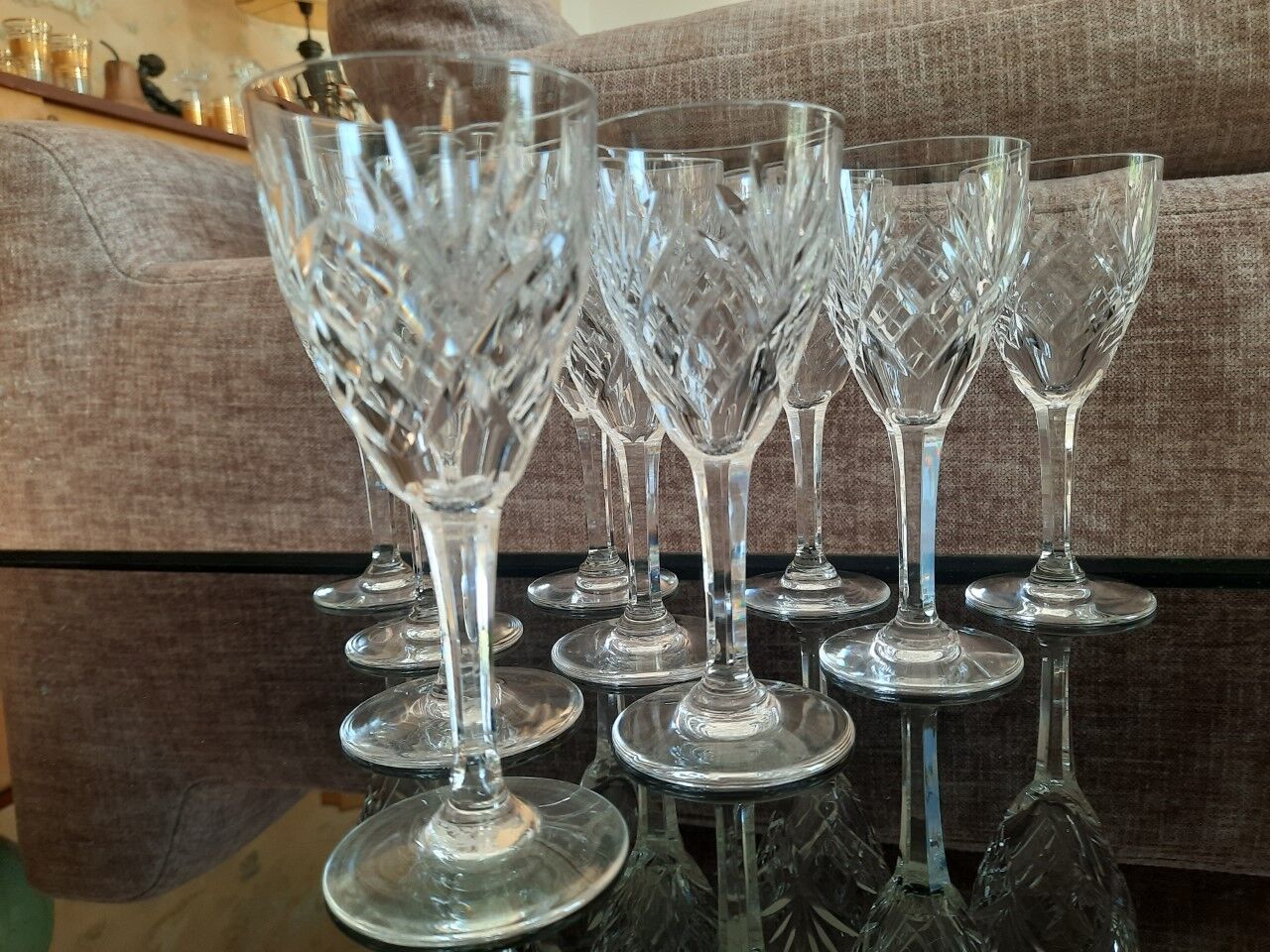 Set of 10 antique crystal glasses