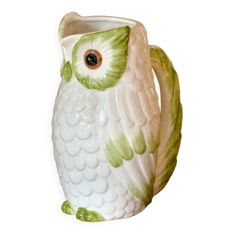 Vintage owl barbotine carafe signed Fratelli Gialletti