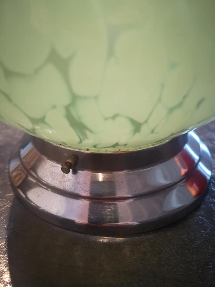Applique globe boule abat jour opaline vert Clichy moucheté ø 20 cm art déco 1930/1940 TBE