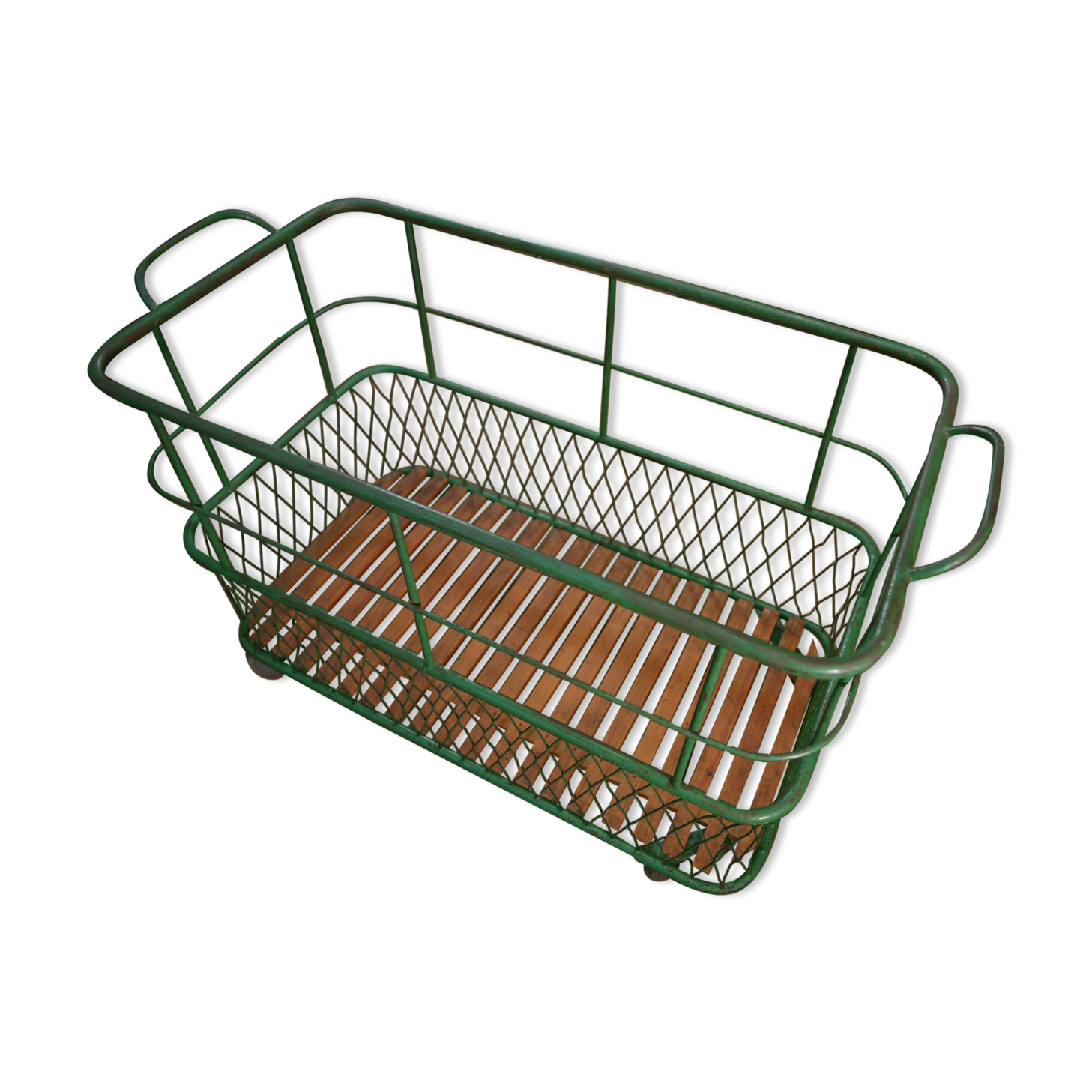Former factory trolley with wheels from the 1950s