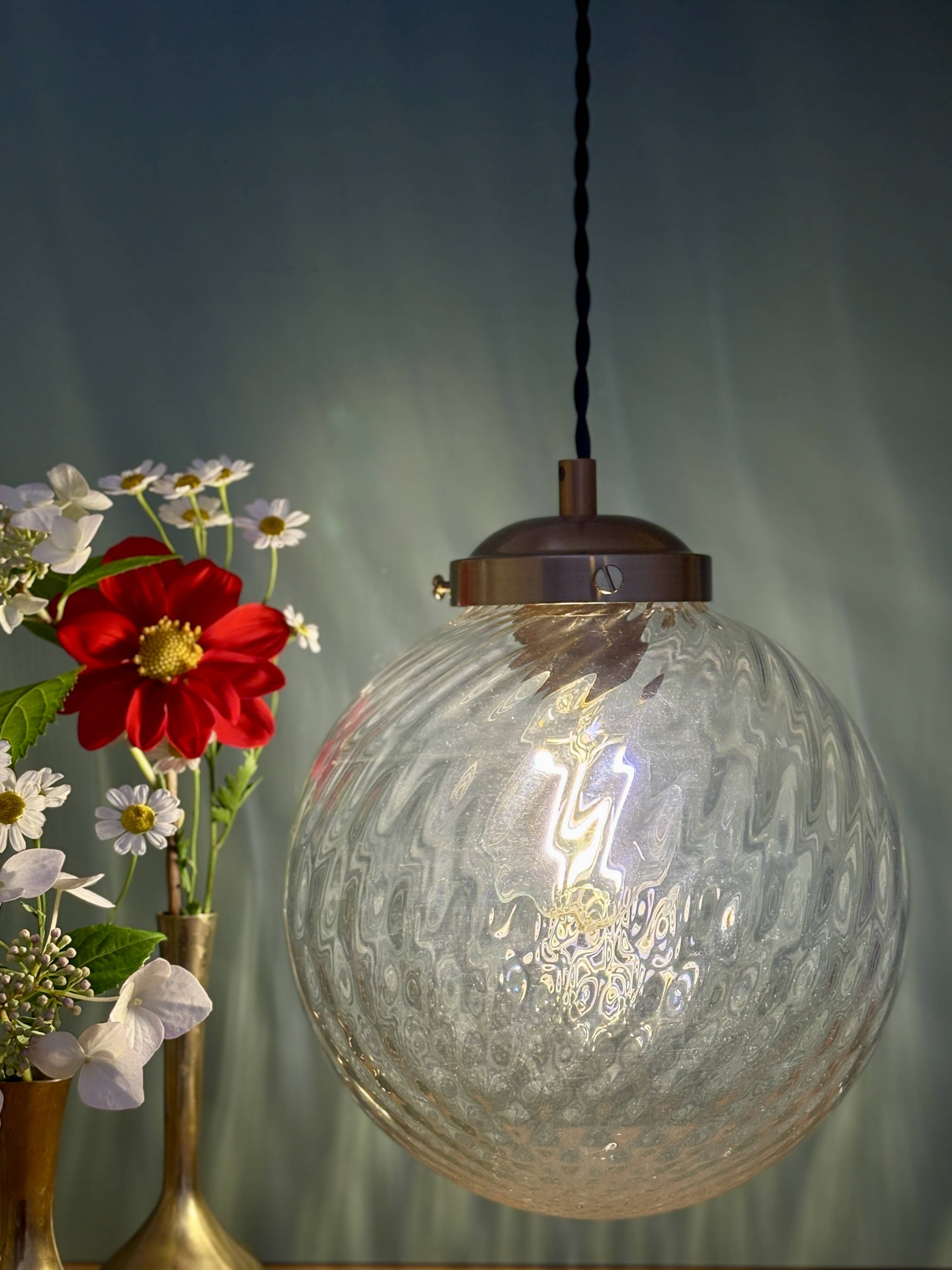 Vintage transparent glass suspension globe