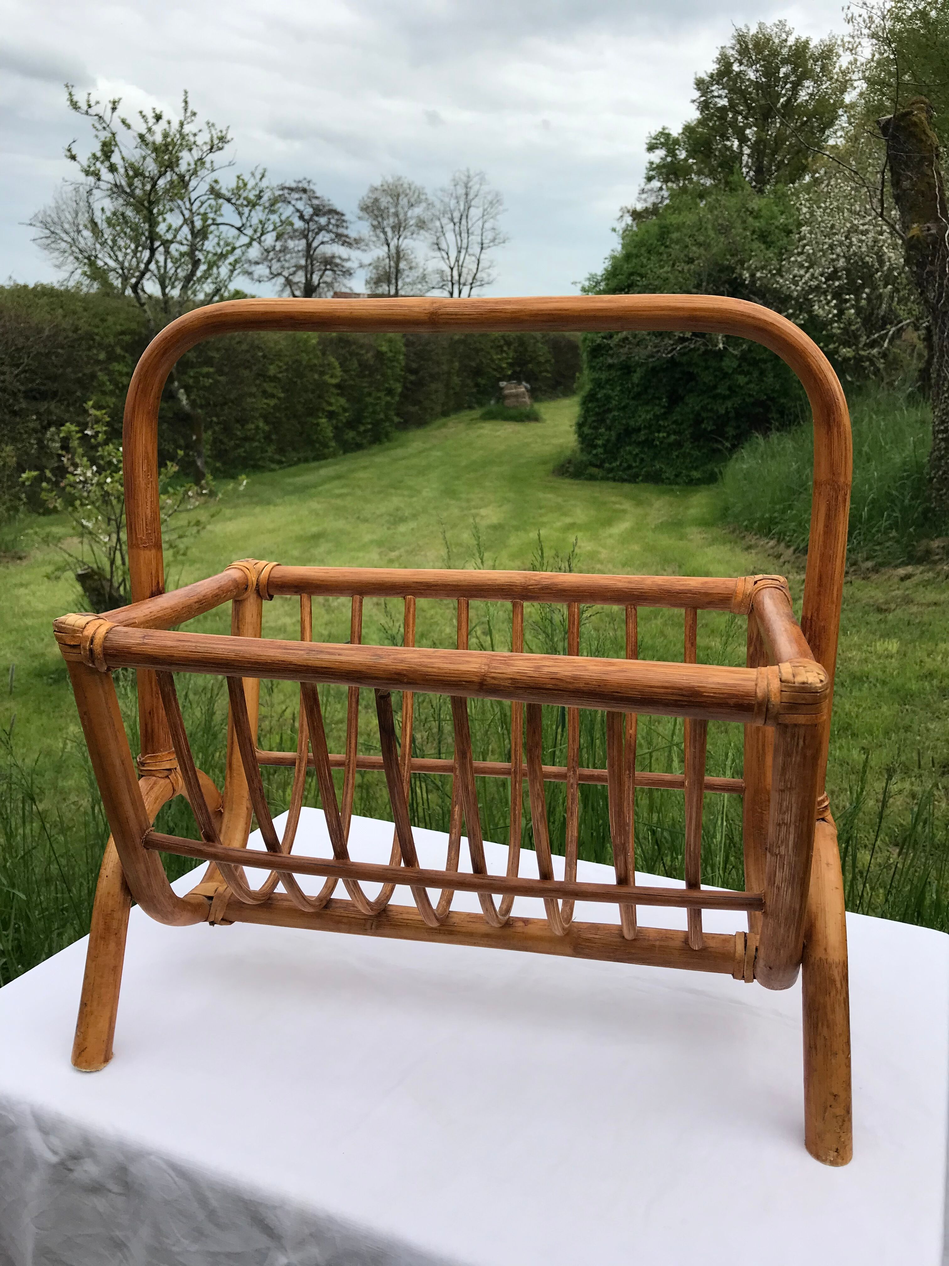 Rattan magazine holder
