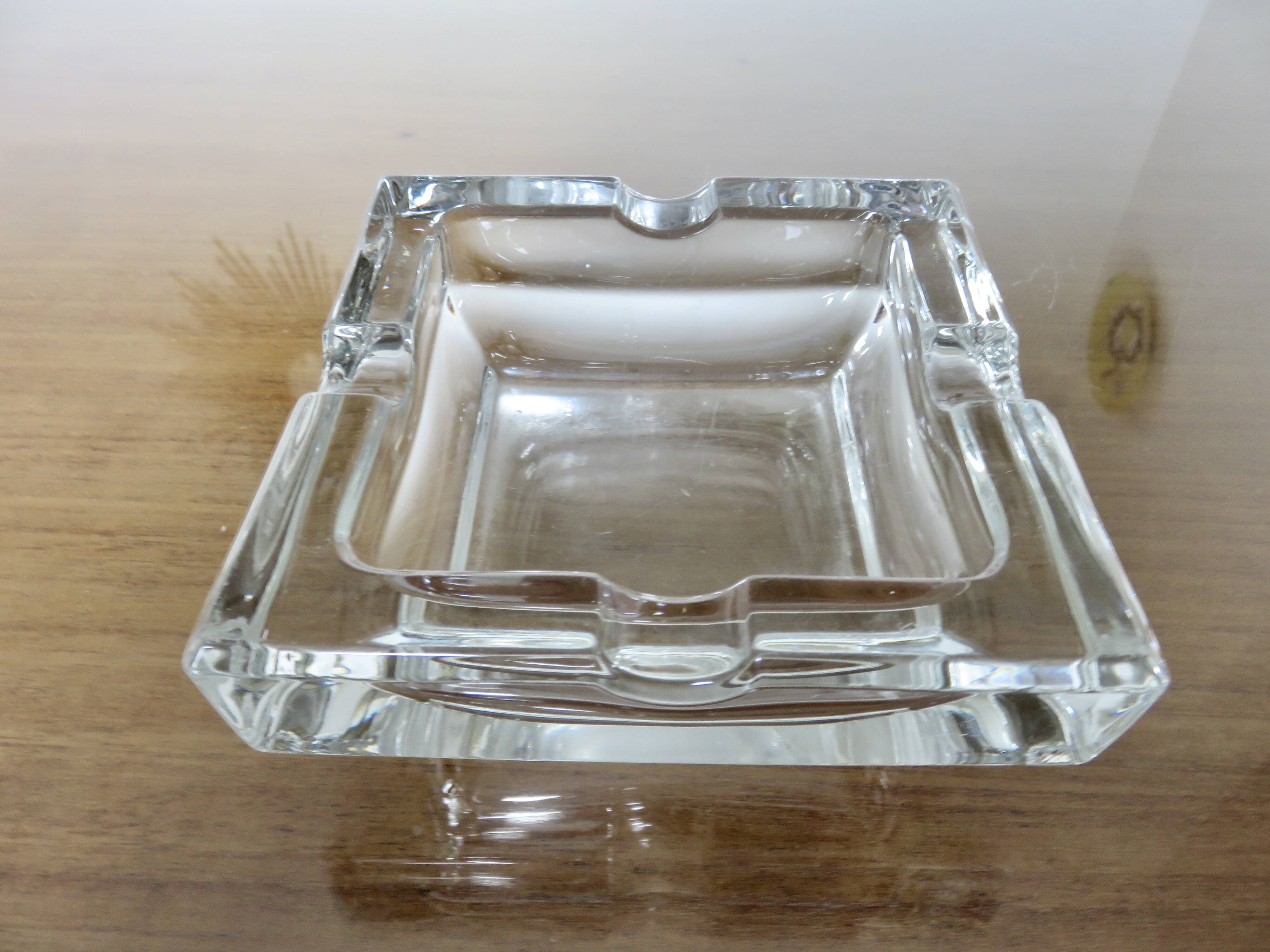 Large crystal table ashtray, France, 1970s