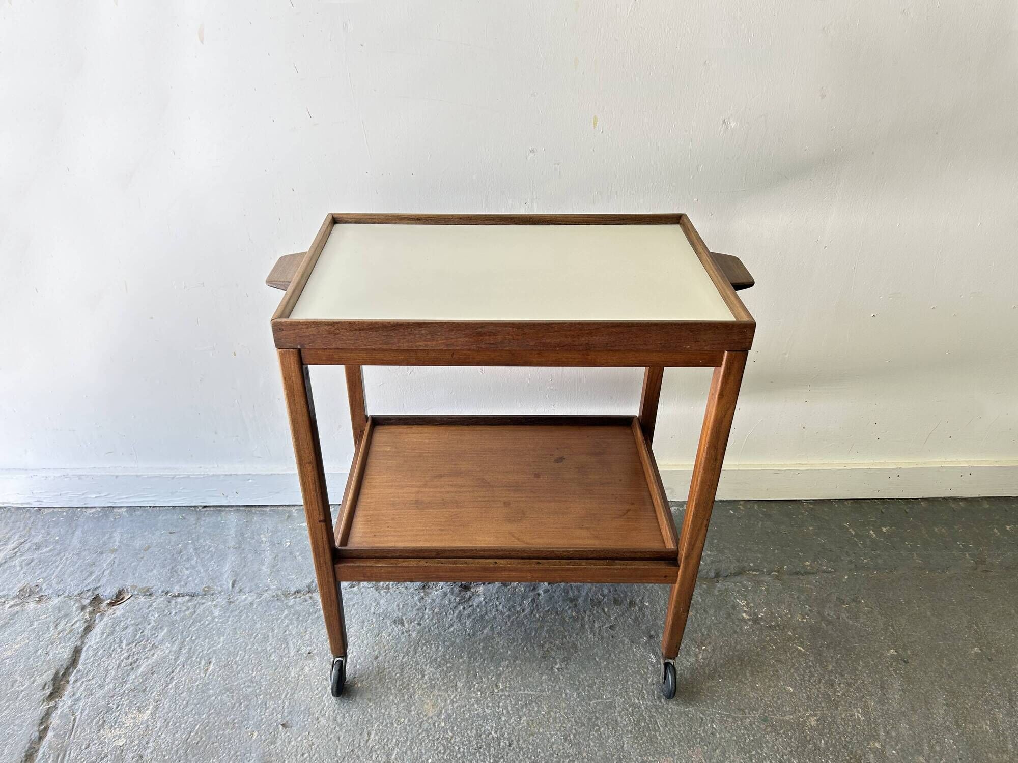 Mid Century Vintage Teak Drinks Trolley Bar Cart Removable Trays 1960s