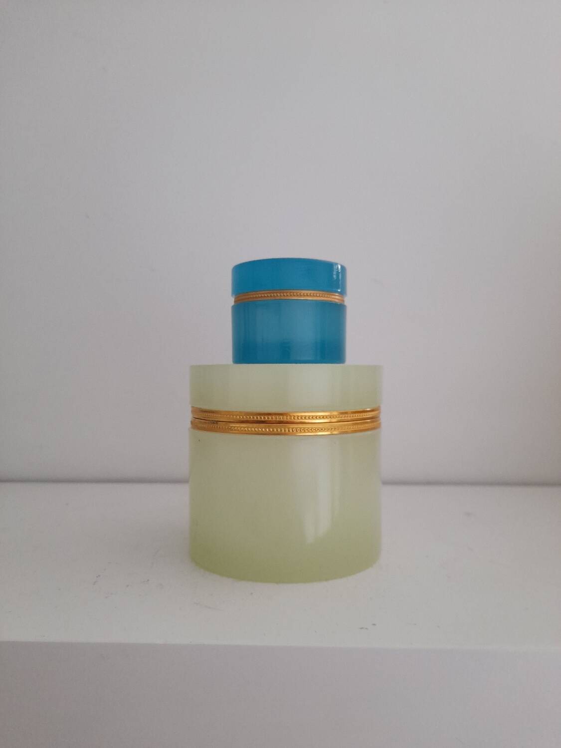 Duo of opaline jewelry boxes